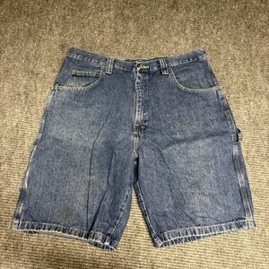 Wrangler Men's Carpenter Denim Shorts Size 36 Blue Relaxed Fit Workwear‎